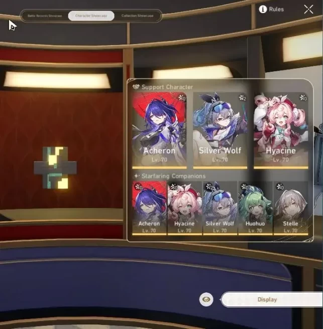Asia|TL 59|5 Limited|(Silver Wolf 999,Hyacine)+Sign,Huohuo,Acheron,Fu Xuan|MC Female|Take Mail|Check SS(HSR7309)