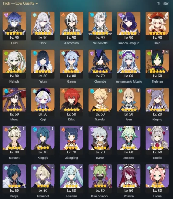 NA AR56 | 17+6 | Skirk + Azurelight • Flins + Bloodsoaked Ruins • Colorinde + Absolution • Ganyu + Amos' Bow • Nahida • Arlecchino • Neuvillette
