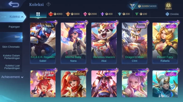 Hero 83 Skin 156 | CC Nata | Spongebob | Gaara | Epic Gusion, Roger | Lightborn Granger | Dtamer Ling, Kimmy check ss ML1317B
