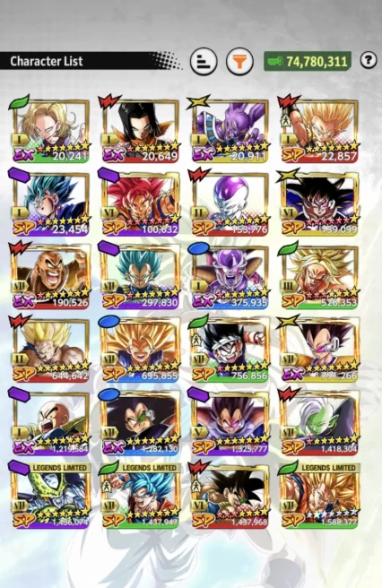 B194-IOS+Android-3 LR(Goku Black Full Red Star+Broly+Bardock)+4 UL(Gogeta v2+S Vegito+Majin)+29 Legends+Vip Equipment+SS2 Goku Zenkai Full Red