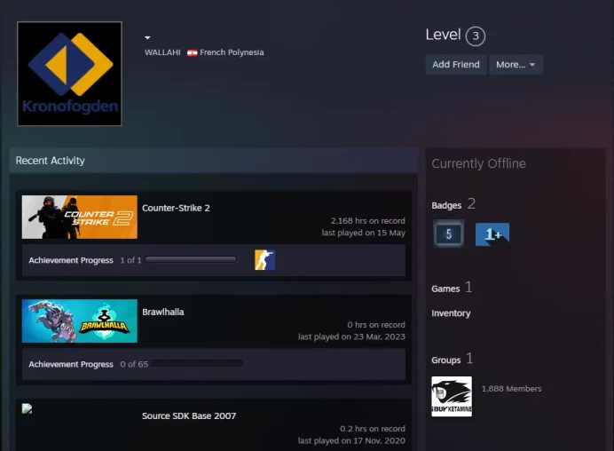 CS2 Prime 2167 hours+2Medals(5 Year Veteran Coin/Global Offensive Badge)