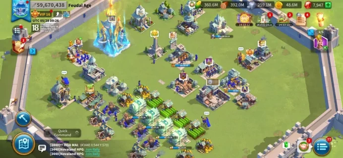 ROK2362: 59M - Vip 16 - 9 Commanders - 58 Passport - 7k Gems - 1431 Gold Heads - 1 Skin house - 4 farms