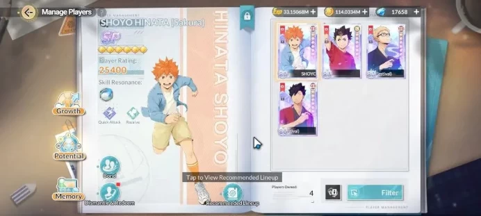 SEA Lvl 60|17K DM|4 SP [HinataR2,TetsuroR2,Nishinoya,Tsukishima]+Memo 4 UR [(Kageyama,Oikawa,Wakatoshi,Korai)+Memo]12SSR|HFH1040