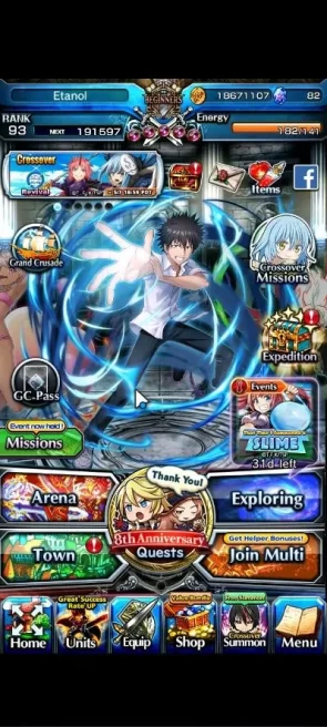 Global|Rank 93|13 Asc+ 7 TW|[Okarun,Touma K,S Chloe,Rimuru(120Luck),Jiji,etc]+TW,S Miyu,Accelerator,etc|Lpot 216|CheckSS(GS2349)