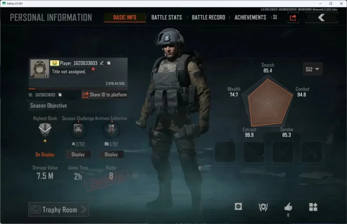 Mobile | LV 23 | SV 7.5 M | CV 3.8 M | Maelstrom AUG, GM AK-12, Red Line P90, ET Mosin | more detail Check SS  AB471B