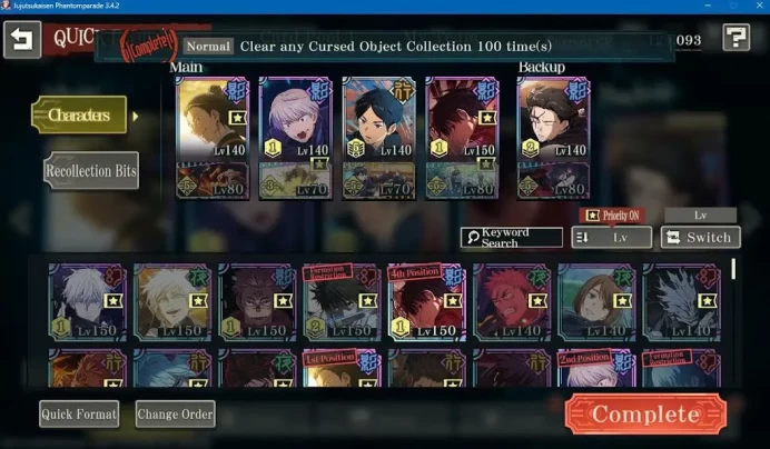 JJK52: Asia - Lv67 - 124k CP - 31 SSR (10limited)- 32k6 cube free - 70 Cube Paid
