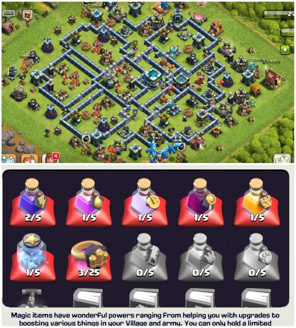 [High Heros]||Th13 Almost Max||Heros:72-75-41-50-25||12 Skins||1445 War Stars||Exp:191