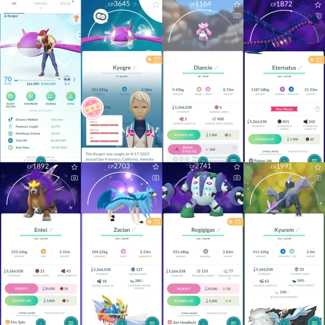2285 Level 70 Eternatus Groudon100 Shundo Kyogre Shiny GMax Grimmsnarl Shiny Elekid Shiny Zacian