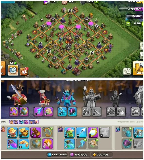 [7 Epic Equipment Max]||Th10 Full Max Stacked Account||17300 Gems||1726 Cwl Medals||810 War Stars||Loaded Magic Items