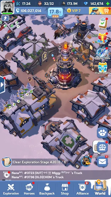 WOS206-State 3715 | VIP 7 | 106M Power(Peak) | T10 Troop |FC 3 | 7M9 Squad | 1 March, 2 Avatar Skins | 9 SSR Heroes ( 2 Full Star + 4 Maxed Skil