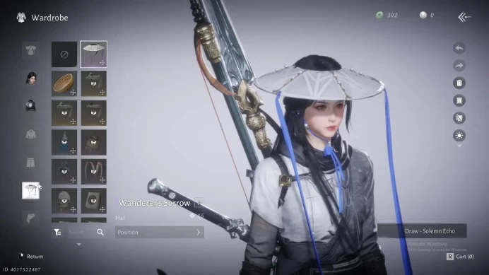 Unknown | 1 Harmonic Core | MC Female Zeenadya | Lv 19 | CB 4051 | Wanderer's Sorrow Hat | Check SS WWM170B