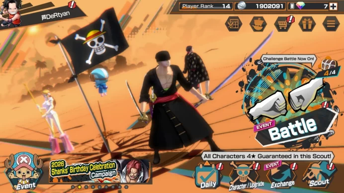 Global | 5EX | 4Emperor teach,the5elder saturn,SK Borsalino,BB kuzan , RO onigashima Roronoa zoro | rank 14 | OPBR031