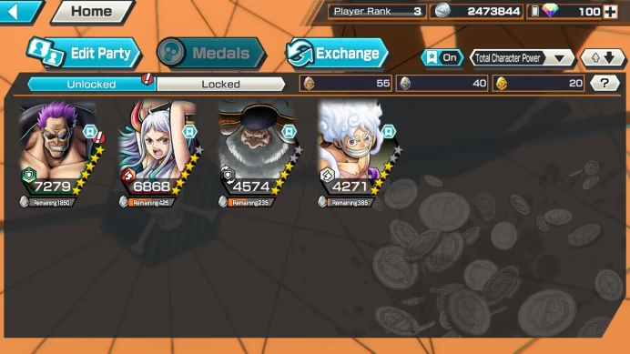 Global | 4EX | 1 MAX | the5elder saturn , 4emperor Monkey D.Luffy ,Film z Zephyr,Ks Yamato  Rank 3 | Log bandai OPBR033