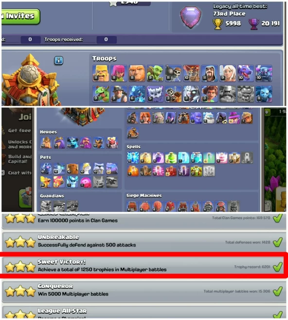 [Global Rank 73]||[Bh Rank 1465]||Th16 Rare With 6200 All Time Best||2109 Cwl Medals||Loaded Magic Items||Exp:253