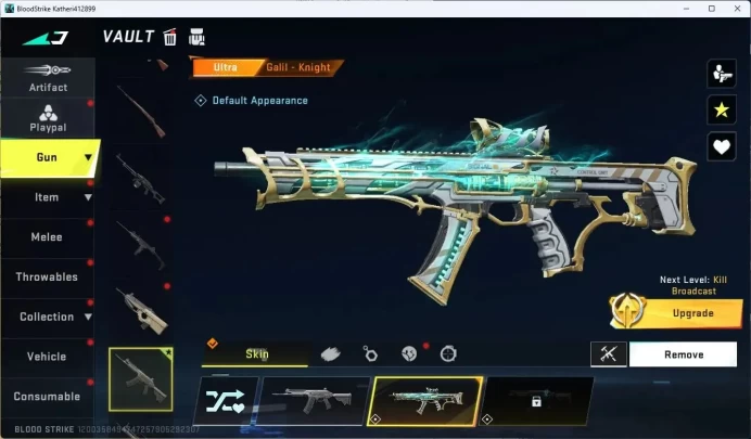 ASIA | Legendary Katana - Ronin | Ultra Galil - Knight | Ultra Skin Chest | Epic Name Card | 5 Melee | 6|More Check SS BS1097B