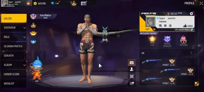 Indonesia|M1887 Hand Of Hope|SCAR Megalodon Alpha Lv4,UMP Booyah 2021 Lv3|Katana Void Matter|297 Vault+102 Bundle|Google|FF1465