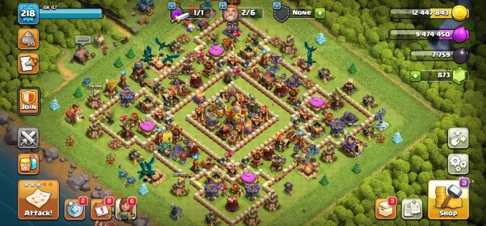 TH 16 Max, 5 Equipment Epic - 3 Lv 27, Wall Full Max, Hero Max, 258 League Medal, Magic Items, Change Name 500Gems