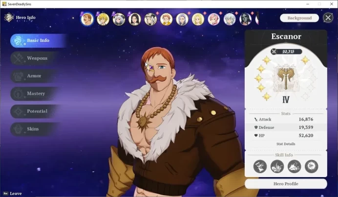 SEA|Lvl 41|8 SSR|EscanorP6,MeliodasP5,MannieP5,GuilaP5,KingP3,JerichoP1,ElaineP3,Drake|74K Pwr|4K SF|ManySkin|Netmarble|SDO1118