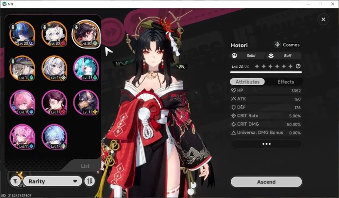GLOBAL SEA|HL 7|4 SSR| Hotori, Jiuyuan, Daffodill, Sakiri |2 SSR Selector On|6 SR|Orchid Glider|Female MC|NTE1259