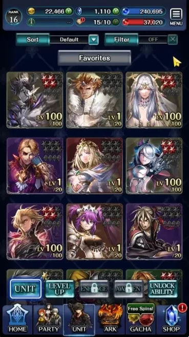 GLOBAL|Rank 16|Top Tier Unit|Demon Lord Judecca Samekh,Spirit Maiden Sera,G Lilaha,A Roland|5 UR 10 SSR Ark|Code Only|LC1300