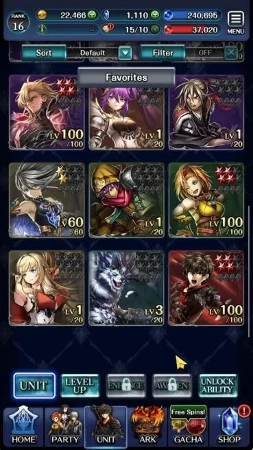 GLOBAL|Rank 16|Top Tier Unit|Demon Lord Judecca Samekh,Spirit Maiden Sera,G Lilaha,A Roland|5 UR 10 SSR Ark|Code Only|LC1300
