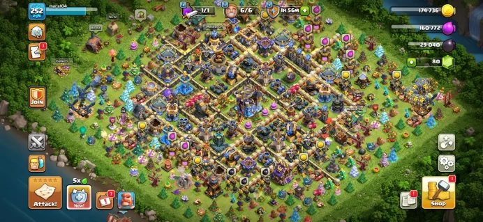 Town hall 18 Xp 252, high level Hero, good defense, C6307