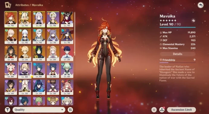 ASIA | AR 57 | 8 limit+3(5*Wpn)|Mavuika,Xilonen,Citlali,Chasca,Kazuha,Ayaka,Neuvillette,Nicole|MC Male |TakeMail Check SS GI199B