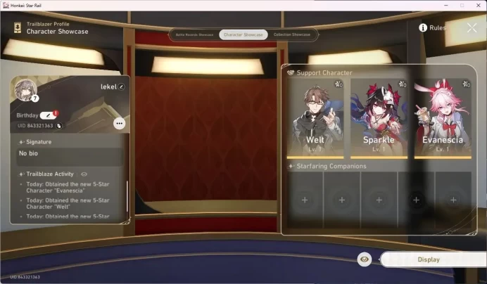 ASIA | TL7 | 3 Lim | Sparkle | Evanescia | Welt | 5 Pass | 1 Special Pass | 815K Credit | TakeMail | Check SS HSR524B