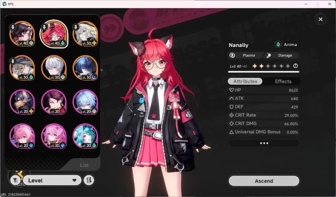 Southeast Asia | Hunter Lv 25 | 6 S-Class (Nanally Lv40, Hotori Lv40, Hathor Lv30) + 3 A-Class | MC | TakeMail Check SS NTE198B