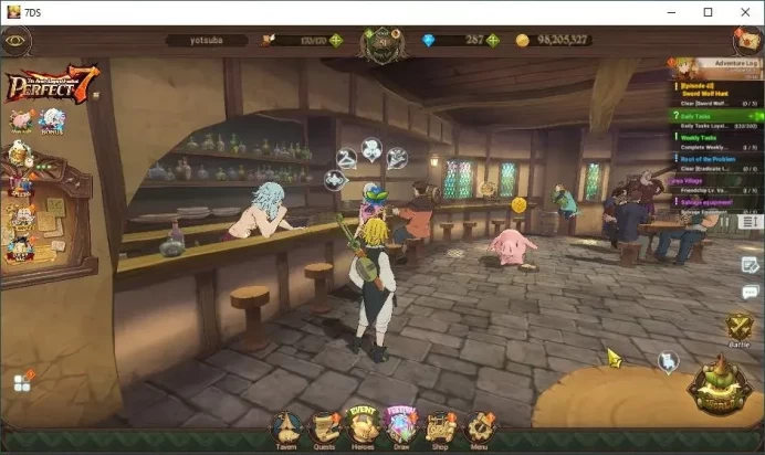 Global|287 Dm|1,1M CC|1 LR + 4 UR|Elizabeth,Nemesis Meliodas,Skuld,Meresca,Demon King Meliodas|CodeOnly|(SDS4544)