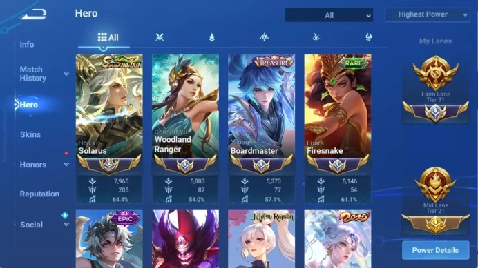 Global | 112H 197S | JJK Sima Yi,Bleseed Nakoruru LEGEND Musashi, LNY Nuwa+DaQiao+Lam| Check SS HOK385B