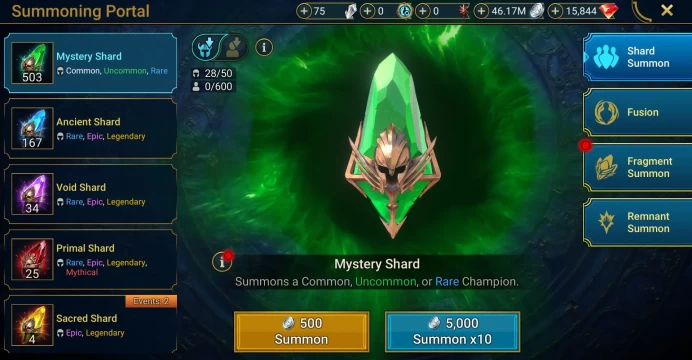 Starter with Helicath + Shards : 167 Ancient, 34 Void, 25 Primal, 4 Sacred | Ninja + 17 Login Legendary | Mine max