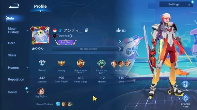 Hero112 Skin110|3 Legend,KIC Luna,Bleach Uryu,Sanxingdui HouYi,JJK Garo,GM Gan&Mo,Etc||Infinite|CheckSS(HOK2012)