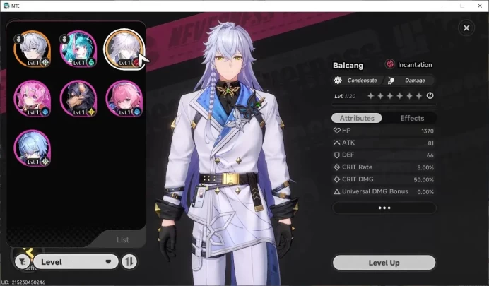GLOBAL NA|HL 3|1 SSR| Baicang + Sign |2 SSR Selector On|5 SR|Orchid Breeze Glider+Hotori Arc|Male MC|Log Email|NTE1271
