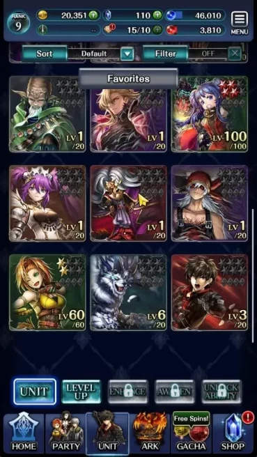 GLOBAL|Rank 9|Top Tier Unit [(DL Judecca Samekh,A Roland)+Ark,SM Sera,NY Maihime Kynei,G Lilaha]|Code Only|LC1291
