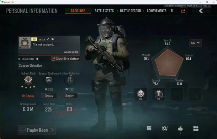 Mobile | LV 30 | SV 6.9 M | CV 4.0 M | B AK-74N, GM AK-12, B SKS, Melee Sapper Shovel | More Check SS AB483B