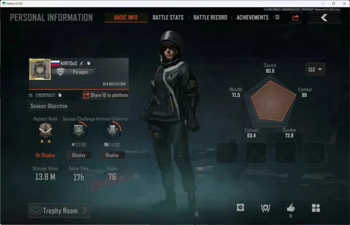 Mobile | LV 30 | SV 13.8 M | CV 5.6 M | RS AKM, Maelstrom AUG, WP AR-57, DS ACE31, SS SCAR-L, Abomi. | More Check SS  AB484B