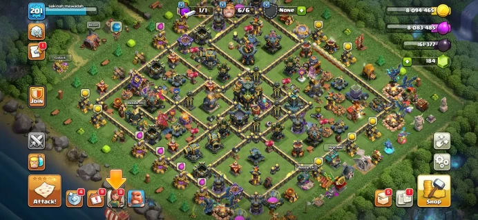 Town hall 17 Xp 201, good wall & defense, C6317