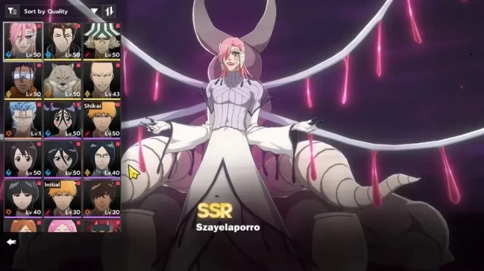 NuverseSEA|LV 40|6 SSR [(Szayelaporro,Ikkaku)+Stamp,Aizen B1,Urahara,Tosen,Sajin]+13SR (SR+ GrimJow)|2 Sign|Log Google|(BSR1056)