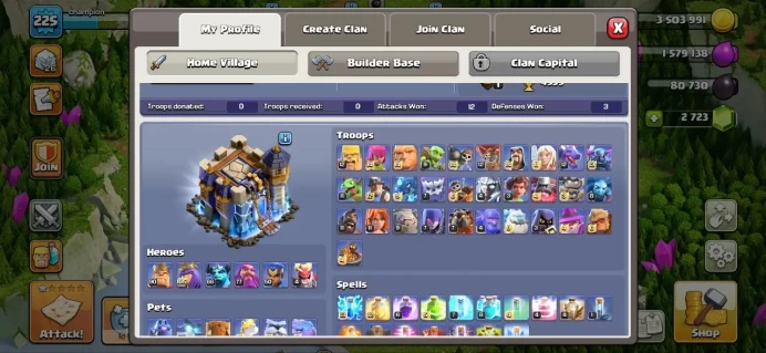 Th_18(QUEEN MAX)(150 WALL MAX)(MOST DEF & TROP MAX)(PETS MAX)(B.B MAX)(15 E.EPIC MAX)(C.N 500 GEM)(2730 GEM )(LIFTIME WARANTY)