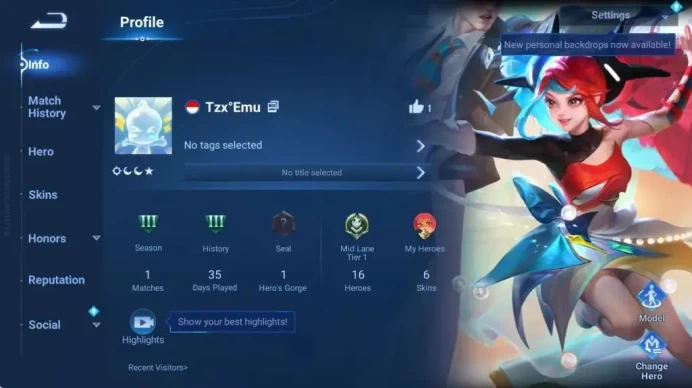 Global | 16H 6S |Legend Angela, Rare LianPo, S1 Mulan | Recall Spotlight| TakeMail Check SS HOK356B