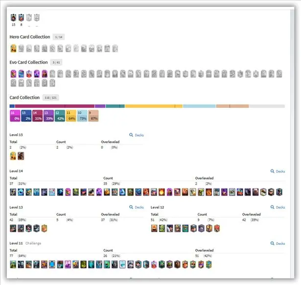 9 YEARS ACC l KING TOWER 15 ll 5 EVO l 37CARDS LVL 15 AND 14 ll 118 CARDS OPEN