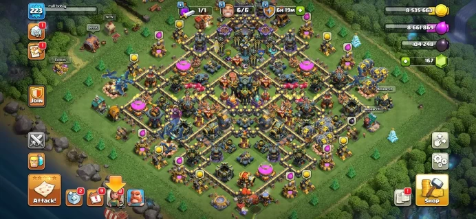 Town hall 17 Xp 223, 5 equipment epic max , wall max, C6315
