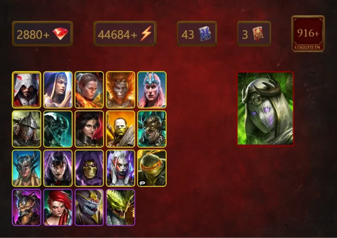 [STARTER]Theodosia+Martyr+Ezio Auditore+Ronda+Wukong+Loki+Rathalos+Xenomorph+Adelyn+Artak+Leminisi the Gold-Wing+Scyl+37Epics