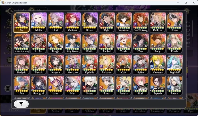 Global SEA|Full Ex-7k[Fai,Melia,Juri,Gelidus,Rosie]+22TC6[Kyle,Freyja,Yeonhee,Wukong,Delon,Ryan,Etc]|Selector ON|Google|SKR1162