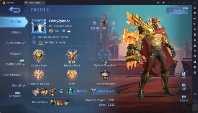 Global | Hero 89 | Skin 172| Expert| CC Natalia| Lightborn Tigreal| Valentine Claude| Blazing Aldous| More Check SS ML2085B
