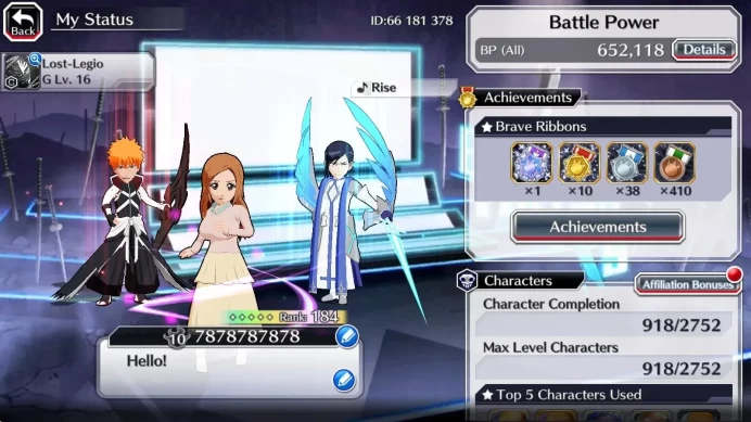 Global | 51K Orb+Story Normal Clear|918 Max Lv Characters|Ichigo TYBW 2025 ,Aizen 6th Anniv,Ichigo TYBW 2024 | TakeMail BBS538B