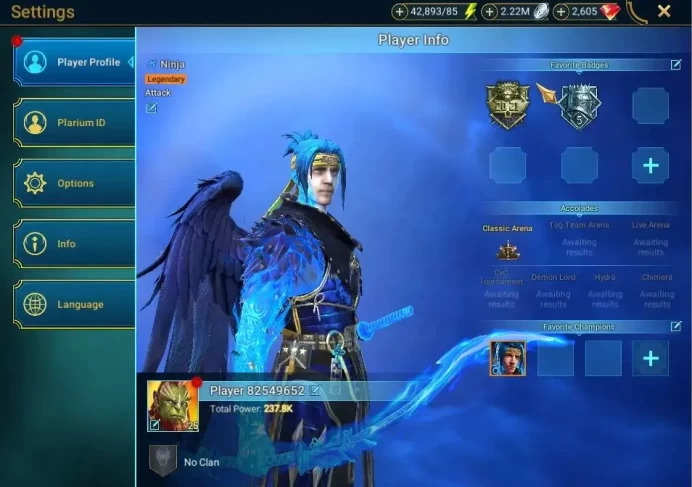 Lv 25|Power 237K|7 Legend(Togron,Ninja,Deliana,Guurda,U Deathknight,Cleopterix,Aleksandr)|2,6K Gems+42K Energy|Plarium(RSL1523)