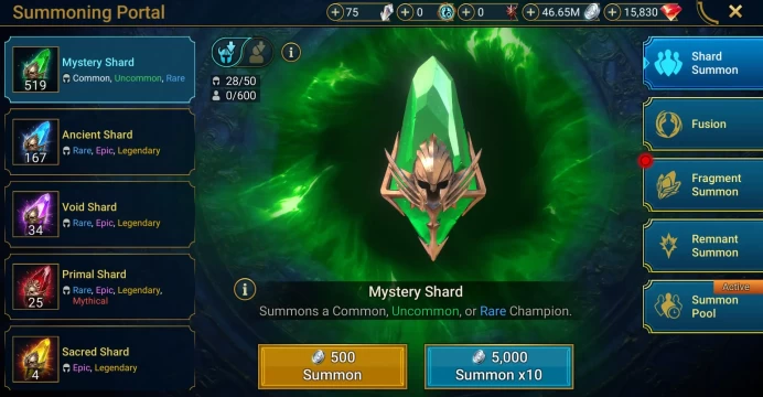 Starter with Hephraak + Shards : 167 Ancient, 34 Void, 25 Primal, 4 Sacred | Ninja + 17 Login Legendary | Mine max