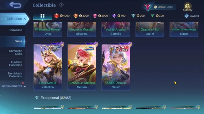 Global|Hero 123|Skin 34|Exalted|Legend Lunox|KOF Chou,Aspirant Guinevere,Neobeast Lylia|Many LBox, Zodiac|More Check SS|ML2089B